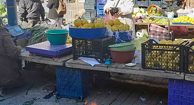 Soğuk pazara vurdu, pazarcılar çareyi ateş yakmakta buldu