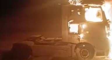 Tırın kupası alev alev yandı