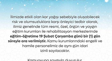 Tokat'ta eğitime kar tatili