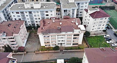 Tuzla'da tahliye edilen bina havadan görüntülendi