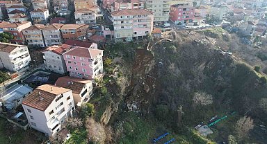 Üsküdar'daki toprak kayması dron ile görüntülendi