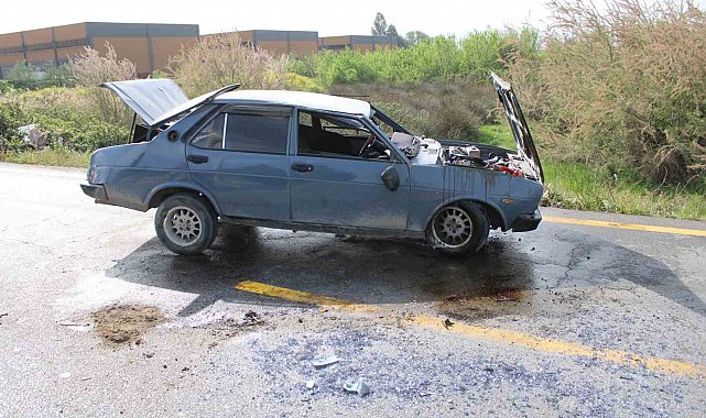Aydın'da kontrolden çıkan Tofaş otomobil takla attı