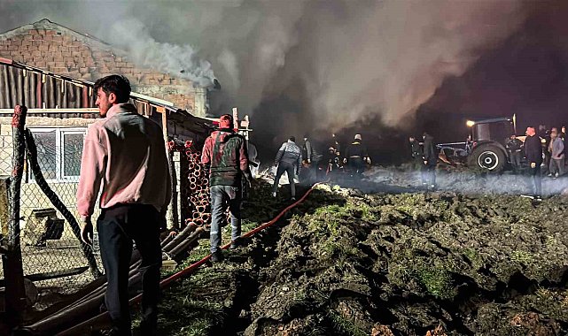 Bolu'da ahır ve samanlık alev alev yandı