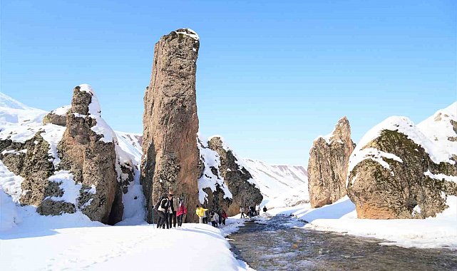 Doğaseverler, karla kaplı doğanın keyfini çıkardı