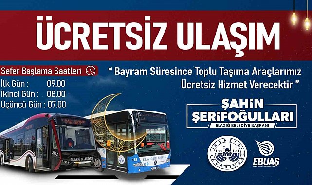 Elazığ Belediyesinden bayramda ücretsiz ulaşım hizmeti