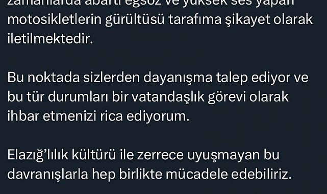 Elazığ Valisi Hatipoğlu'ndan vatandaşlara çağrı