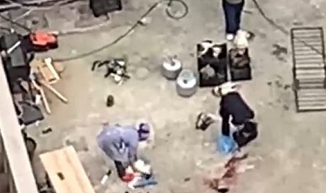 Esenyurt'ta apartman çatısında tavuk kesimi