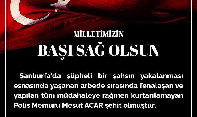 Eskişehir Emniyet Müdürlüğü'nden taziye mesajı