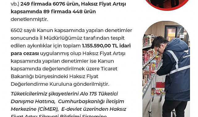 Eskişehir Ticaret İl Müdürlüğü Mart ayında denetimlerini sürdürdü