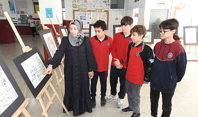 Gaziantep'te öğrenciler Ramazan'da "Gazze'nin Sesiyiz" resim sergisi açtı