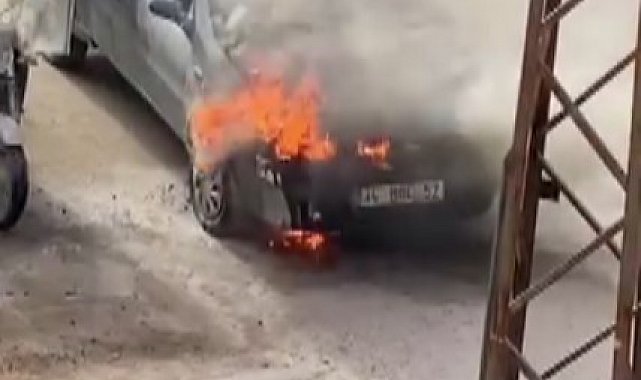 Hatay'da park halindeki kamyonet alevlere teslim oldu