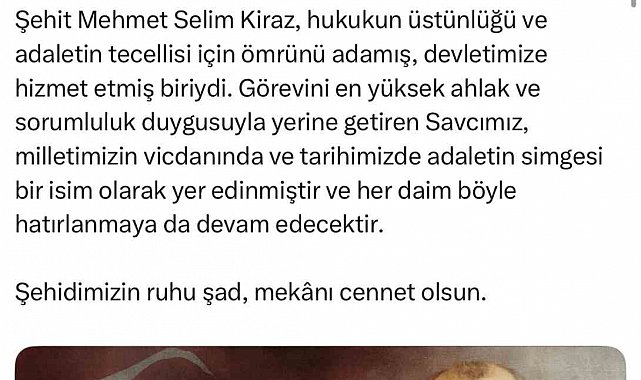 İletişim Başkanı Fahrettin Altun, şehit Savcı Mehmet Selim Kiraz'ı andı