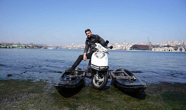 İstanbul'da hem denizde hem karada gidebilen motosiklet yaptı