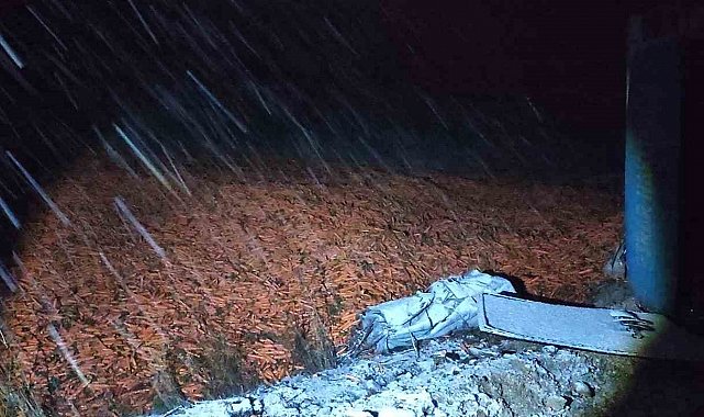 Kar yağışı nedeniyle kayganlaşan yolda kontrolden çıkan kamyon devrildi: 1 yaralı