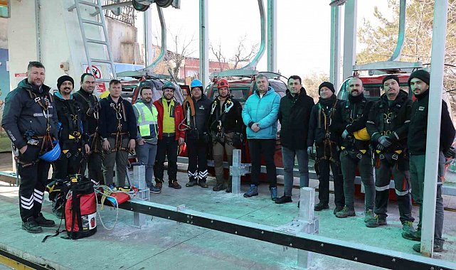 Samsun'da yenilenen 'teleferik hattı' için özel kurtarma eğitimi