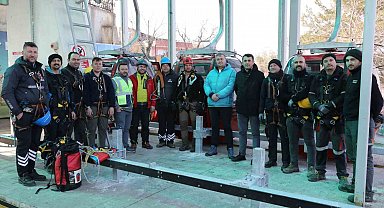 Samsun'da yenilenen 'teleferik hattı' için özel kurtarma eğitimi