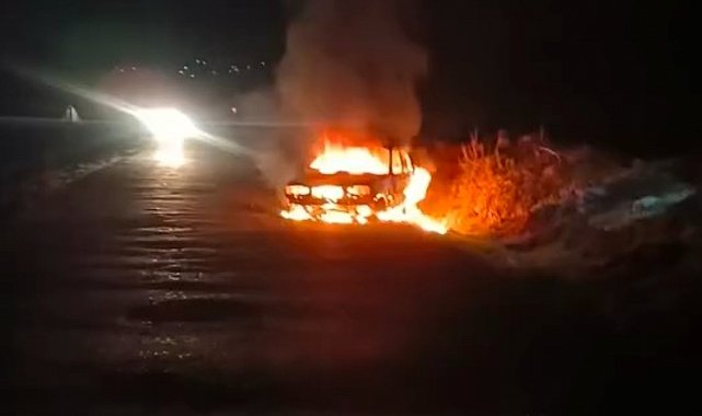 Siverek'te otomobil alevlere teslim oldu