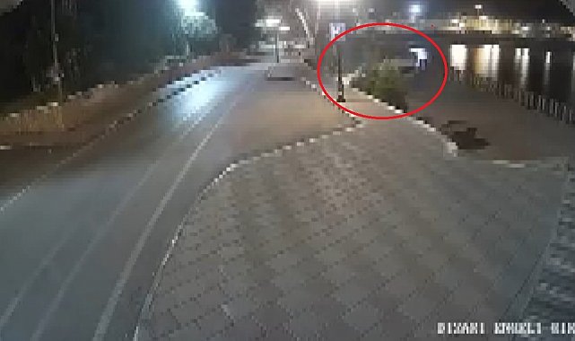 Alkollü şahsın kullandığı aracın göle uçmaya ramak kala durduğu anlar kamerada