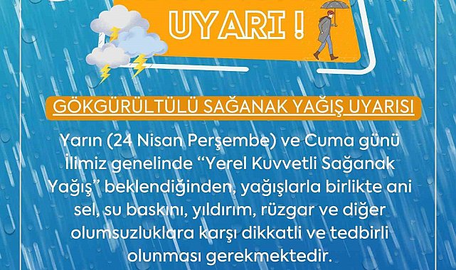 Amasya için kuvvetli yağış uyarısı