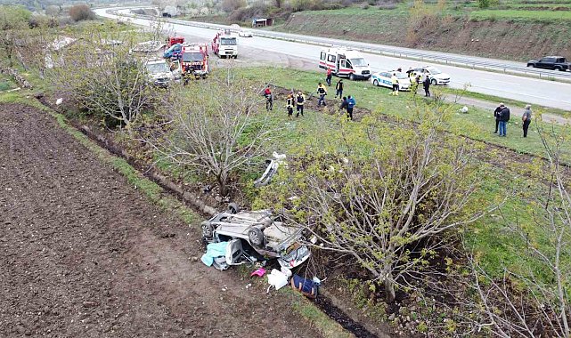 Amasya'da takla atan otomobil tarlaya uçtu: 1 ölü, 2 yaralı