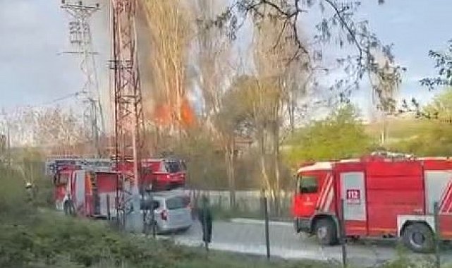 Arnavutköy'de gecekondu alev alev yandı