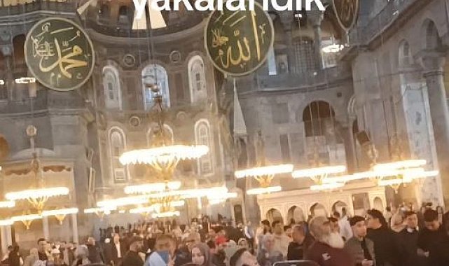 Ayasofya'da deprem paniği kamerada
