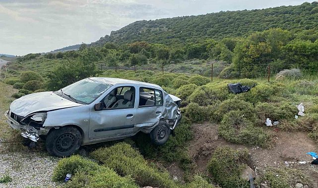 Ayvacık'ta şarampole yuvarlanan araçtaki 4 kişi yaralandı