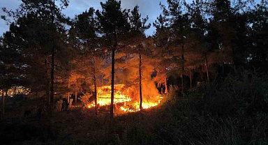 Barakadan yükselen alevler ormana sıçramadan