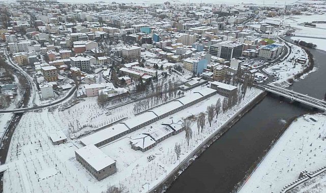 Beyaza bürünen Ardahan havadan görüntülendi