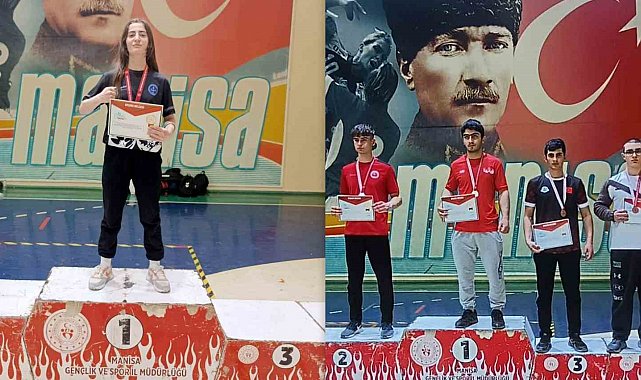 Bilek güreşinde Bayburtlu iki öğrenci Türkiye üçüncüsü oldu