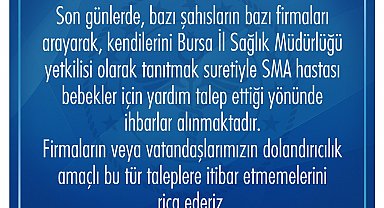 Bursa İl Sağlık Müdürlüğü'nden dolandırıcılık uyarısı