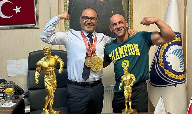 Çarşıda zabıta memuru, vücut geliştirmede Türkiye şampiyonu