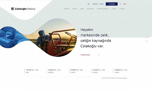 Çolakoğlu Metalurji'nin yeni web sitesine uluslararası ödül