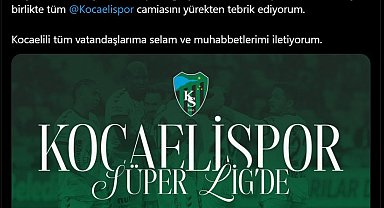Cumhurbaşkanı Erdoğan'dan Kocaelispor'a tebrik