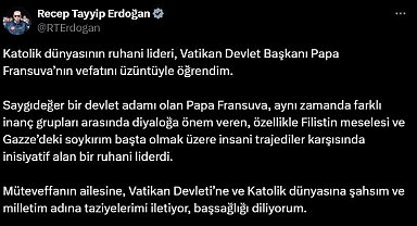 Cumhurbaşkanı Erdoğan'dan Papa için taziye mesajı