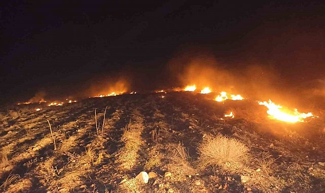 Darende'de anız yangını