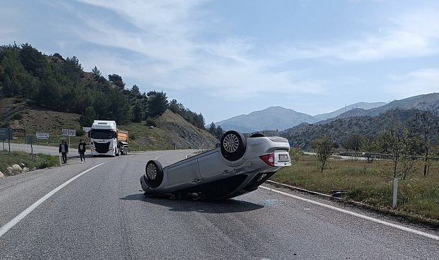 Gölbaşı'nda otomobil takla attı: 1 yaralı