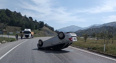Gölbaşı'nda otomobil takla attı: 1 yaralı