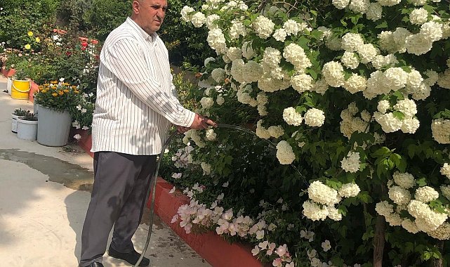 İmam, camiyi çiçek bahçesine çevirdi