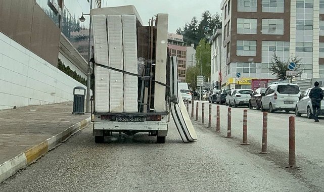 Karabük'te tehlikeli taşımacılık kamerada