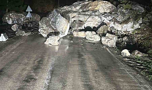 Kastamonu-Cide karayolunda heyelan meydana geldi