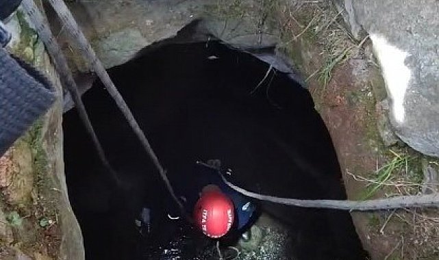 Kuyuya düşen minik köpeği itfaiye ekipleri kurtardı