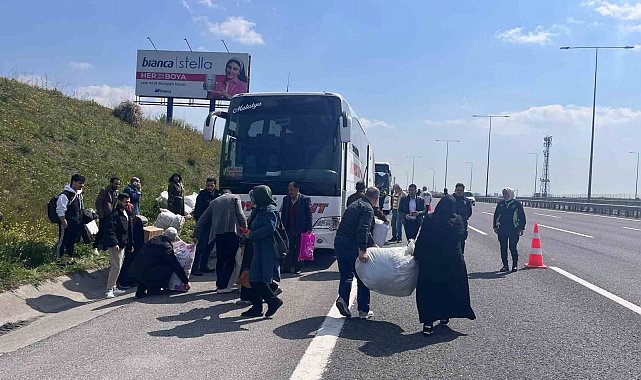 Kuzey Marmara Otoyolu'nda yolcu otobüsünde yangın