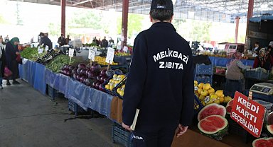 Melikgazi'de pazar yerlerinde denetim yapıldı