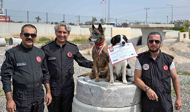 Mersin itfaiyesinin kahraman patileri Ares ve Rex'ten önemli başarı