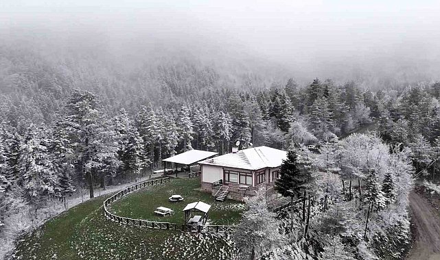 Nisan ayında Karabük'ün yüksek kesimleri beyaza büründü