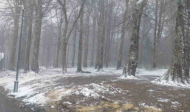 Nisan ayında Kartepe'ye kar yağdı