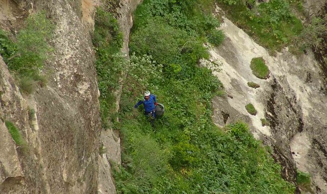 Ölüme meydan okuyup 400 metrelik kayalıklarda şifa için ot topladı