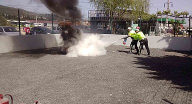 Polislere yangın söndürme eğitimi