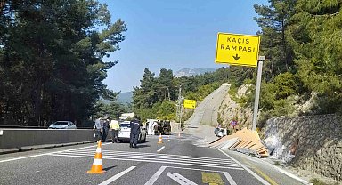 Sakar rampasında freni patlayan kamyon kazasında bir yaralı